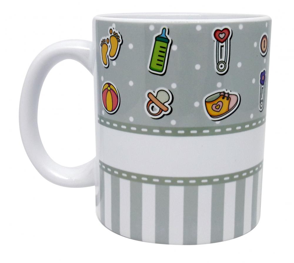 Caneca Branca Cinza Personalizada Estou Grávida Vovô e Vovó