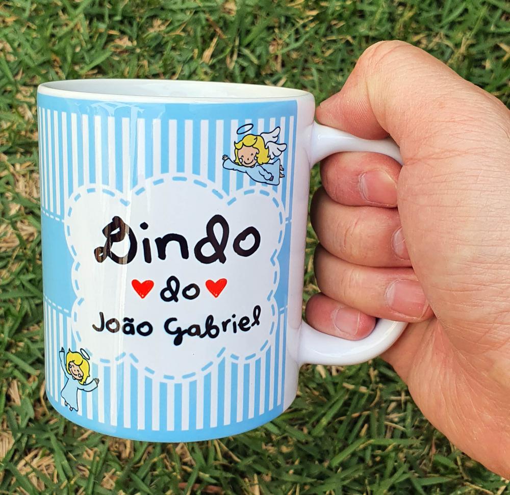 Caneca Branca Padrinhos e Madrinhas - Dinda e Dindo