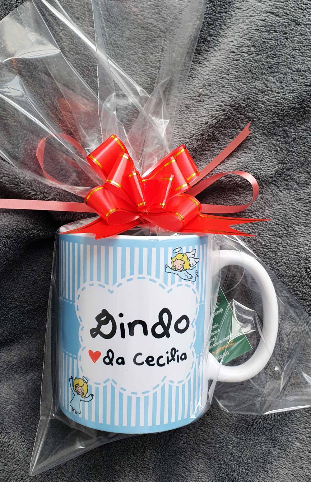 Caneca Branca Padrinhos e Madrinhas - Dinda e Dindo