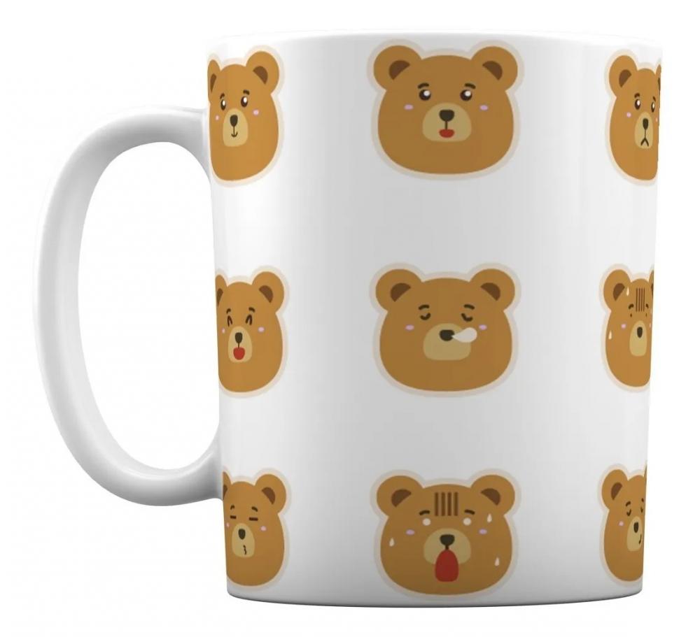 Caneca Branca Personalizado Emoji Leão