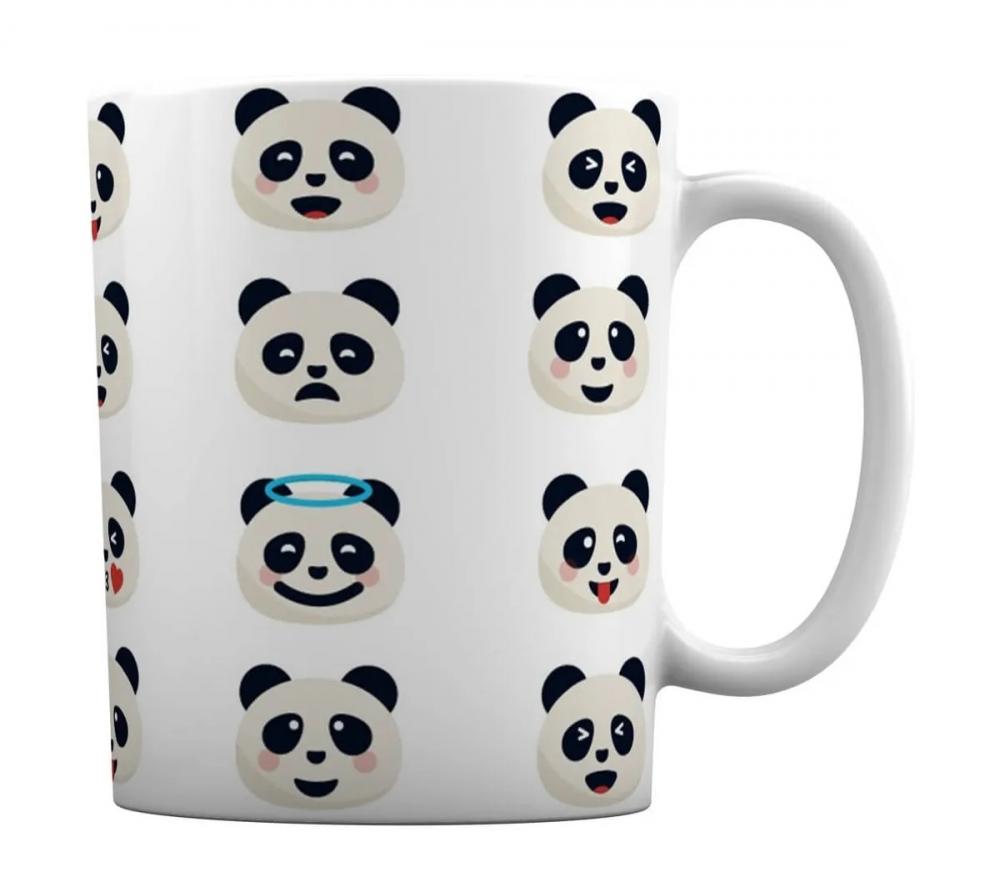 Caneca Branca Personalizado Emoji Panda