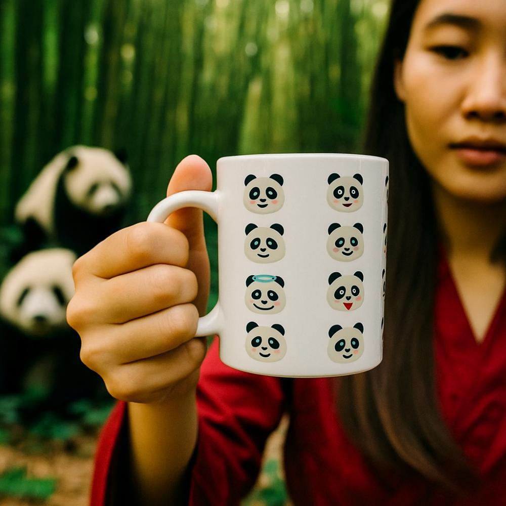 Caneca Branca Personalizado Emoji Panda
