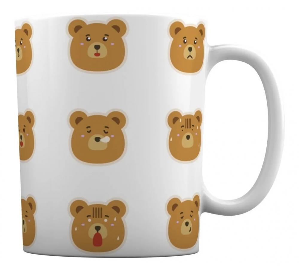 Caneca Branca Personalizado Emoji Urso