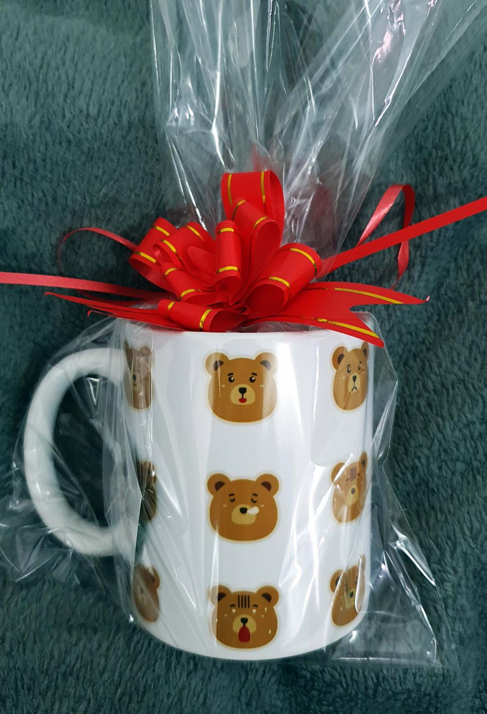 Caneca Branca Personalizado Emoji Urso