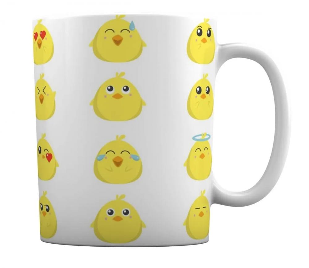 Caneca Branca Personalizada Lembrancinha Emoji Pintinho