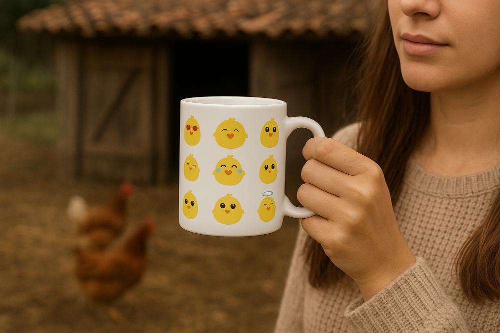 Caneca Branca Personalizada Lembrancinha Emoji Pintinho