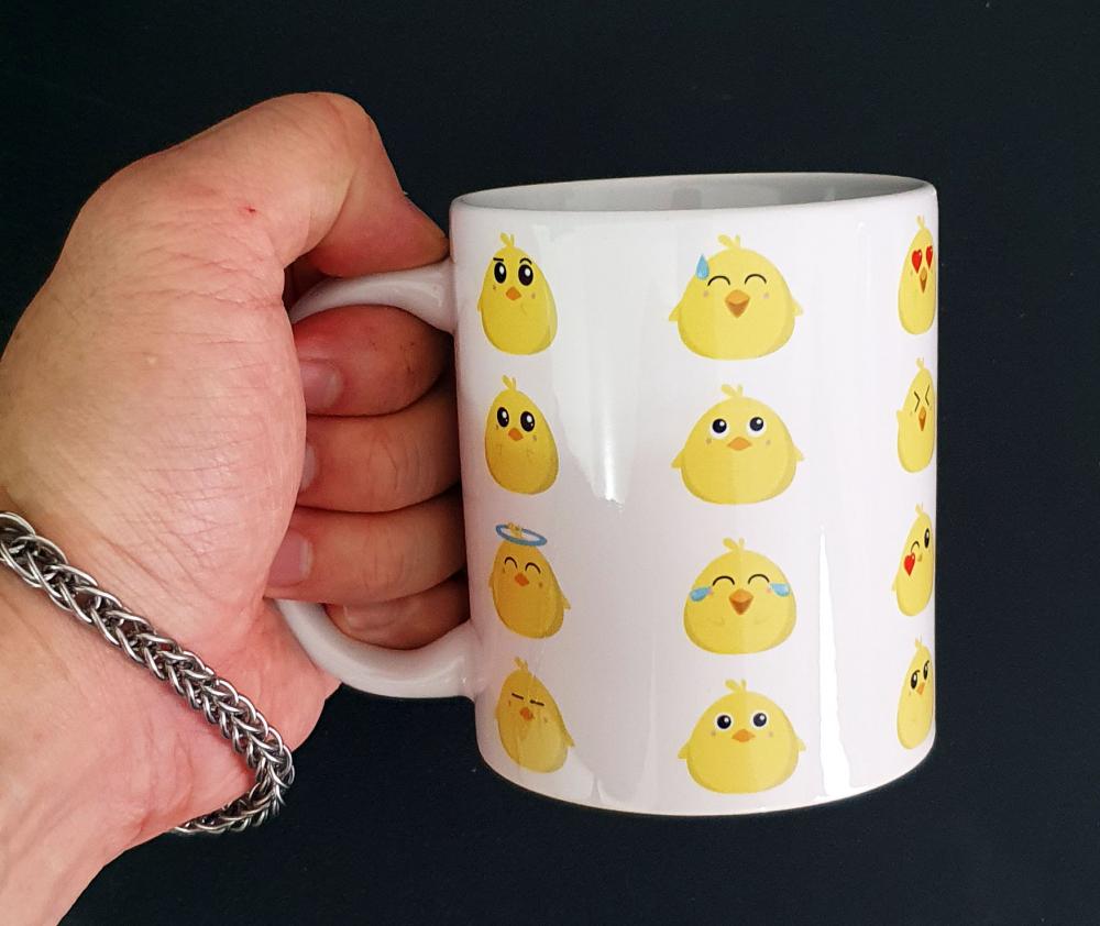 Caneca Branca Personalizada Lembrancinha Emoji Pintinho