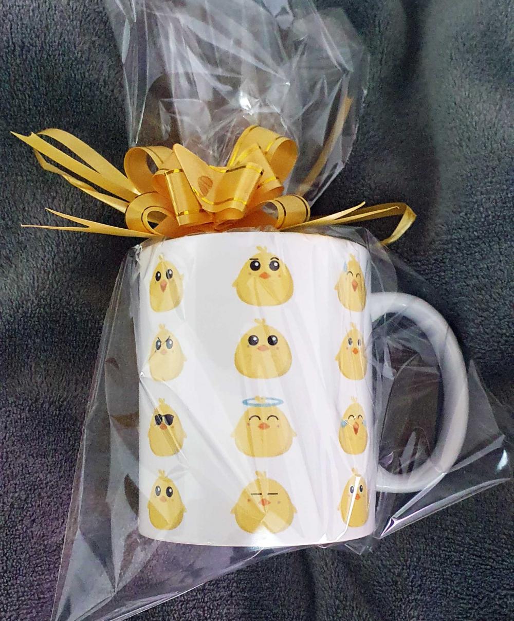 Caneca Branca Personalizada Lembrancinha Emoji Pintinho