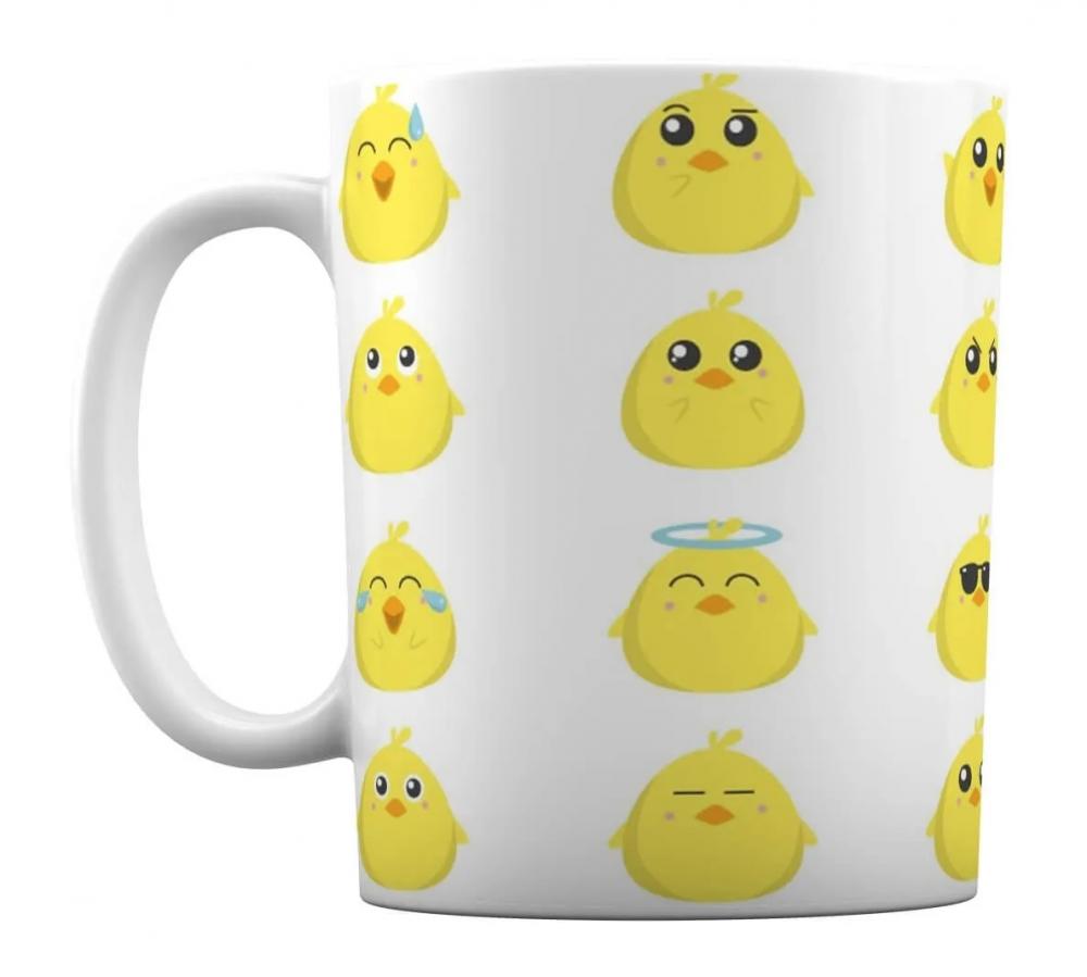 Caneca Branca Personalizada Lembrancinha Emoji Pintinho
