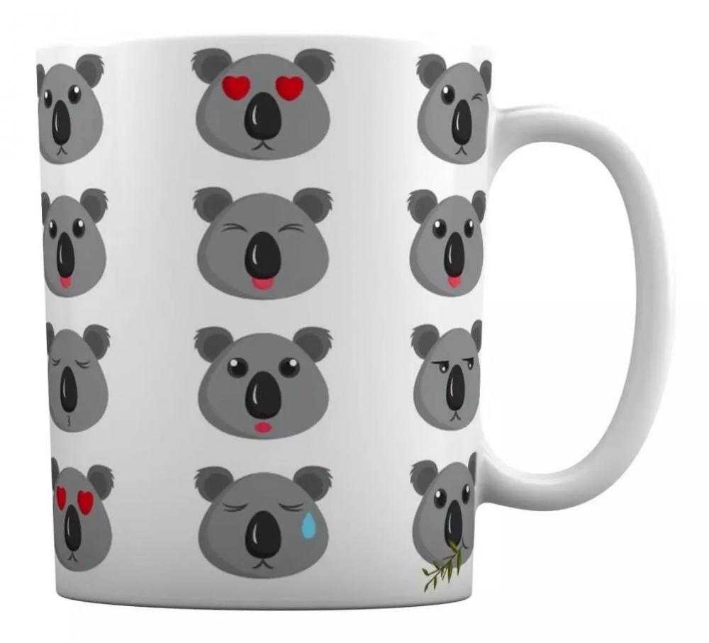 Caneca Branca Personalizada Emoji Coala