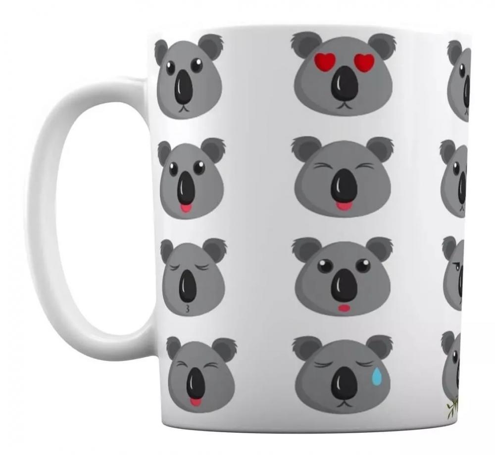Caneca Branca Personalizada Emoji Coala