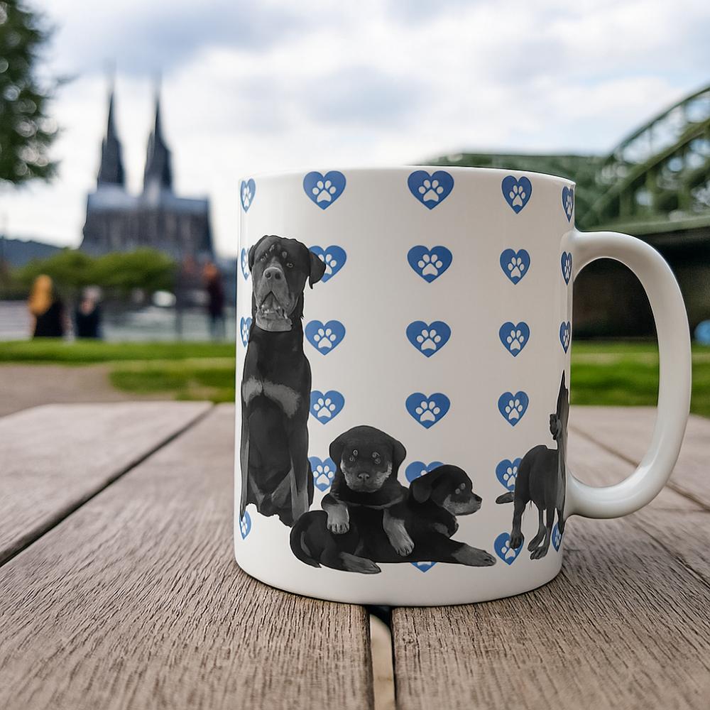 Caneca Branca Personalizada Cachorro Rottweiler