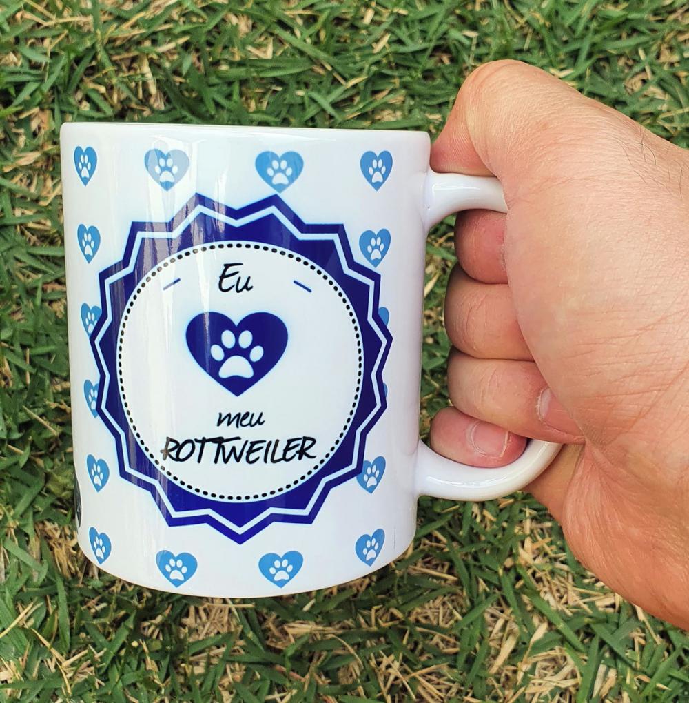 Caneca Branca Personalizada Cachorro Rottweiler