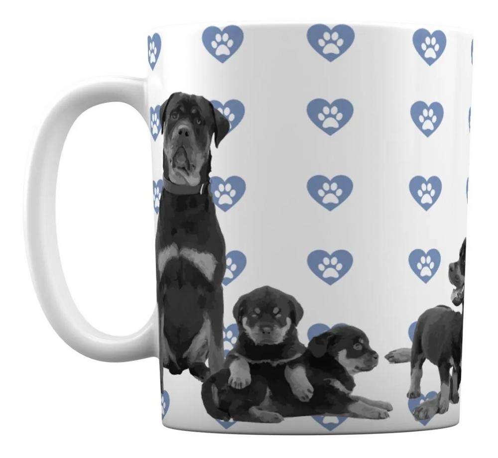 Caneca Branca Personalizada Cachorro Rottweiler
