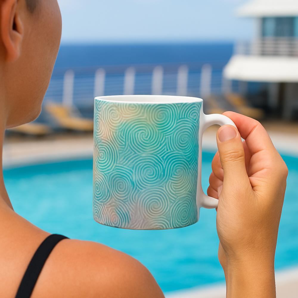 Caneca Branca Personalizado Abstrato Sangue Azul