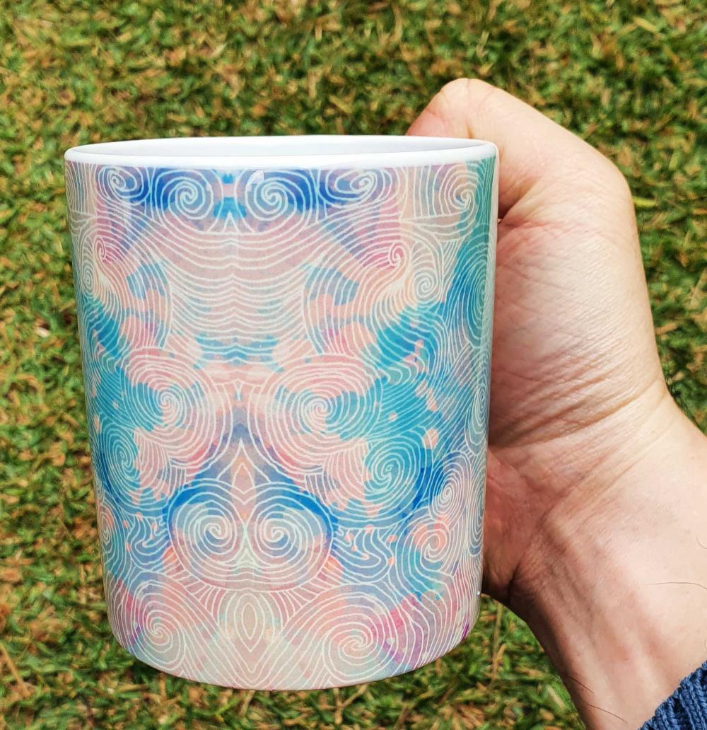 Caneca Branca Personalizado Abstrato Sangue Azul
