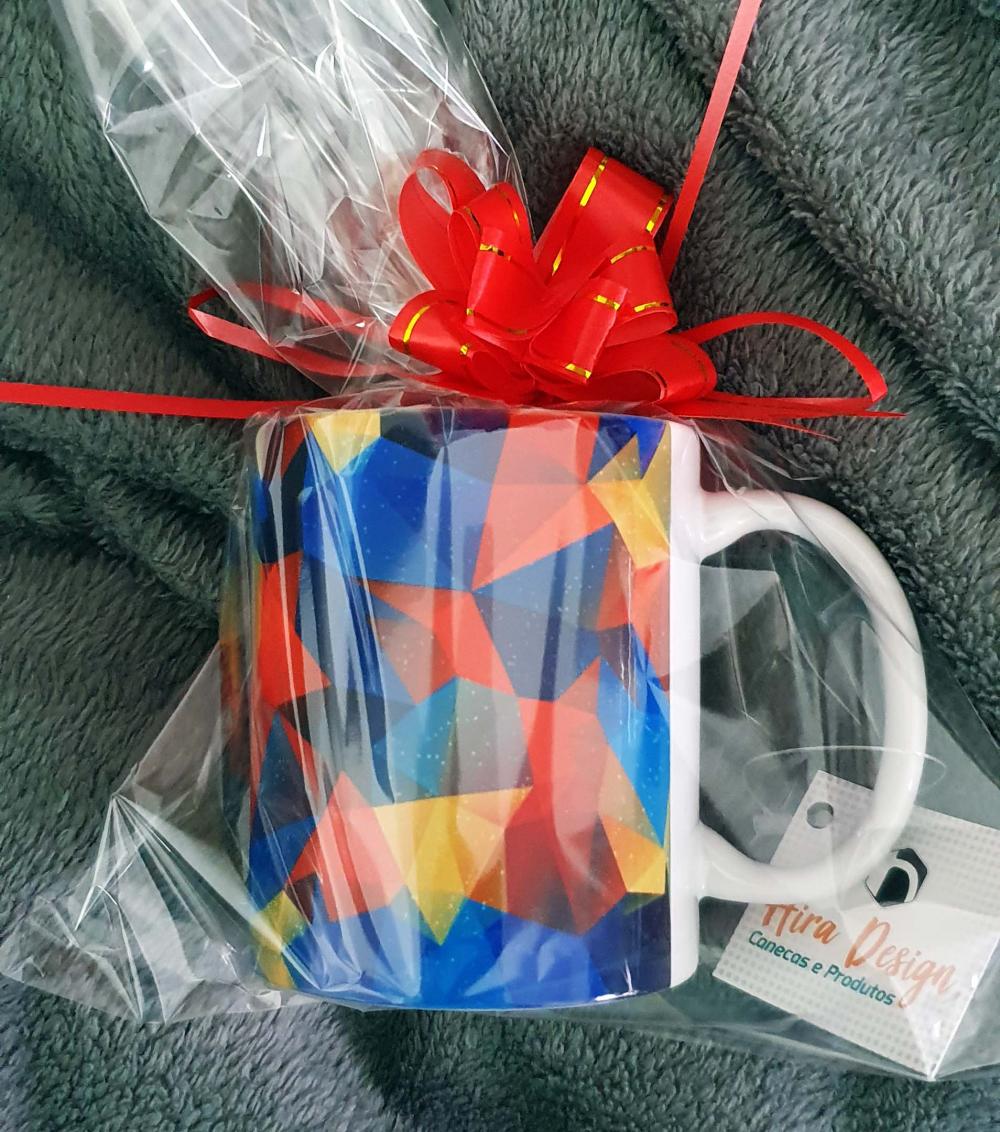 Caneca Branca Personalizado Abstrato Quadriculado