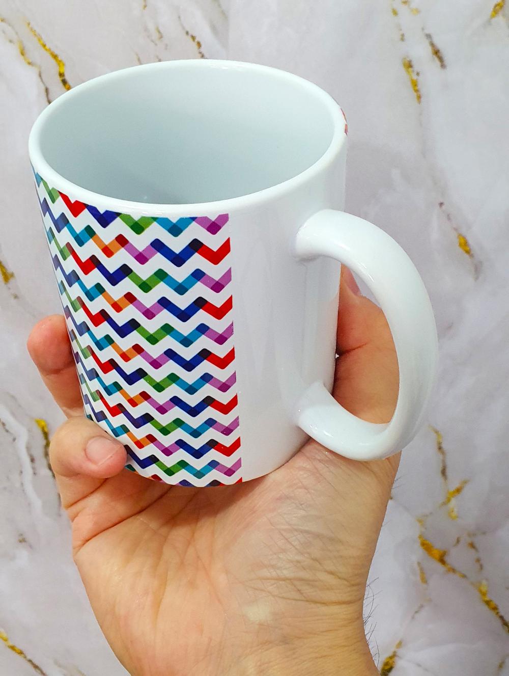 Caneca Branca Personalizado Abstrato Zig Zag