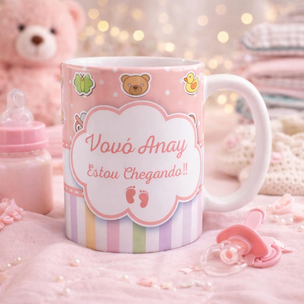 Caneca Branca Vovó Personalizada - Estou Chegando!