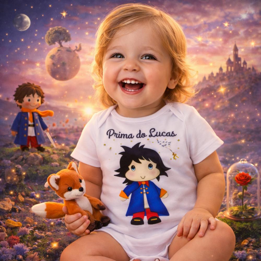 Body Baby Branco Personalizado - Pequeno Príncipe