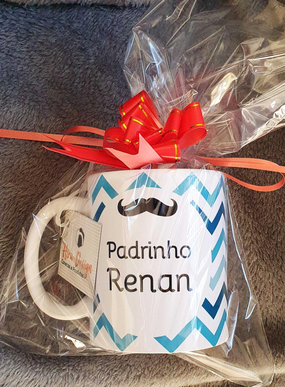 Caneca Branca Promovido a Dindo Padrinho Chevron