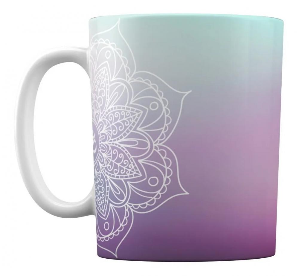 Caneca Branca Personalizada Mandala Yoga Buda