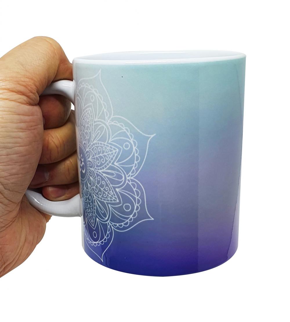 Caneca Branca Personalizada Mandala Yoga Buda