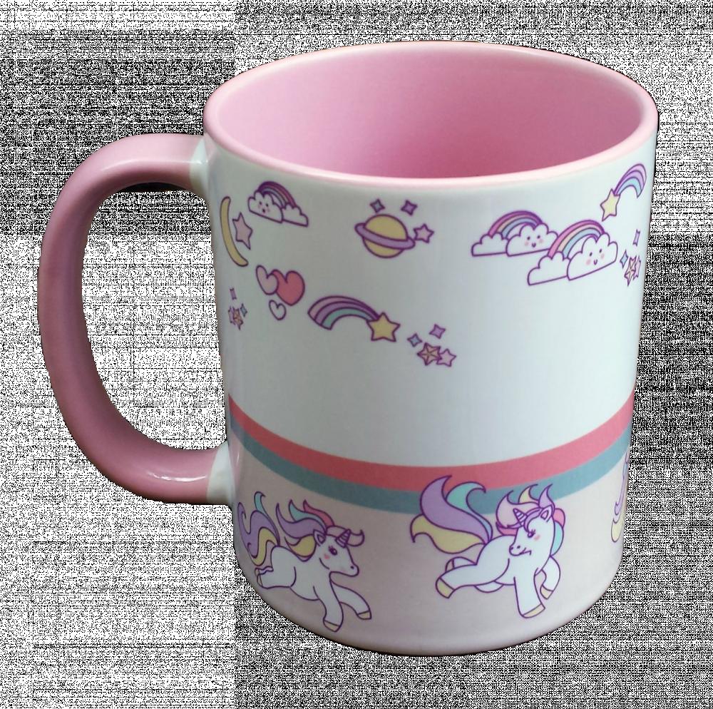Caneca Rosa Personalizada Ginasta e Unicórnio - com Nome