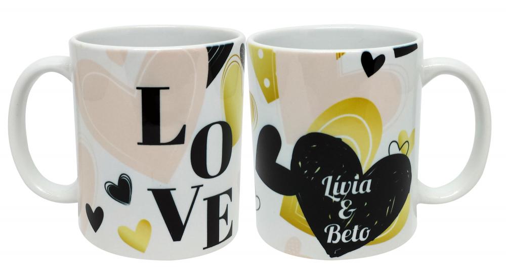 Caneca Branca Personalizada Namorada Namorado Amor Coração