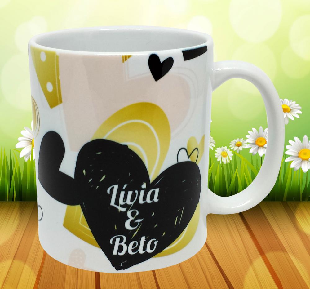 Caneca Branca Personalizada Namorada Namorado Amor Coração