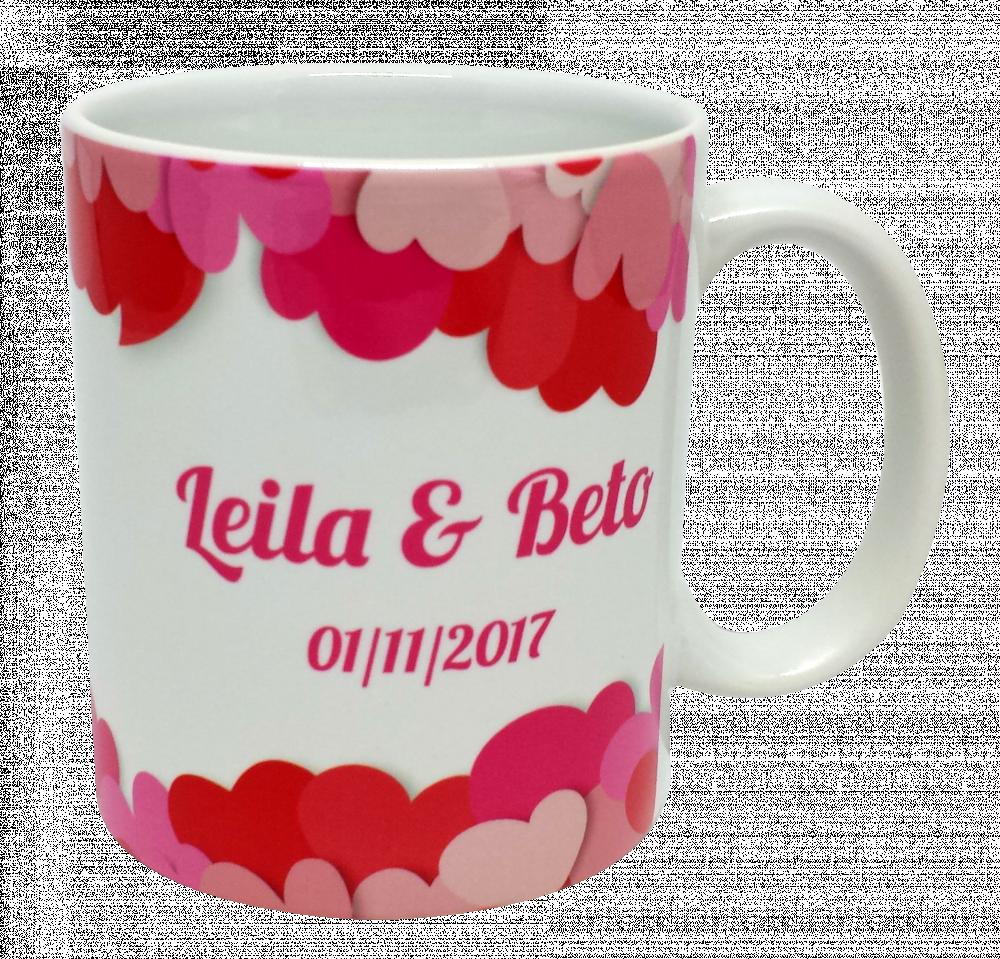 Caneca Branca Personalizada de Coração e Amor