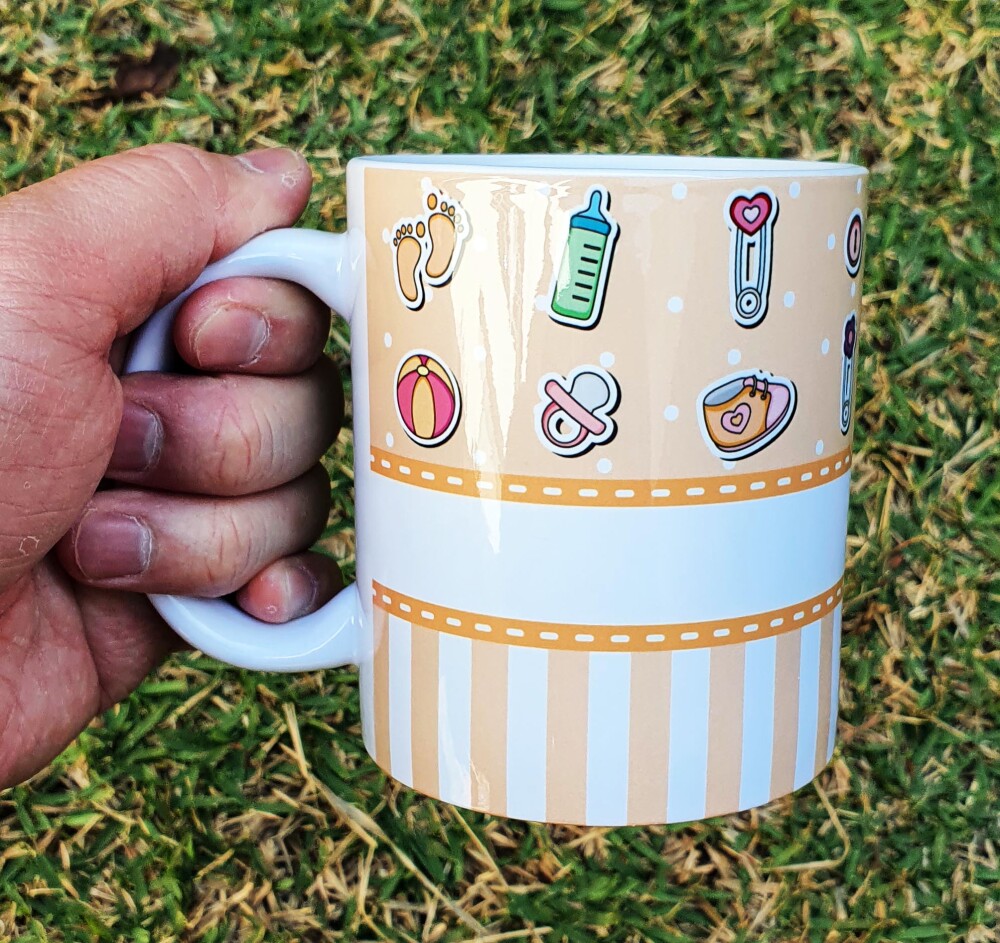 Caneca Branca Grávida / Batizado Supresa para Vovô e Vovó