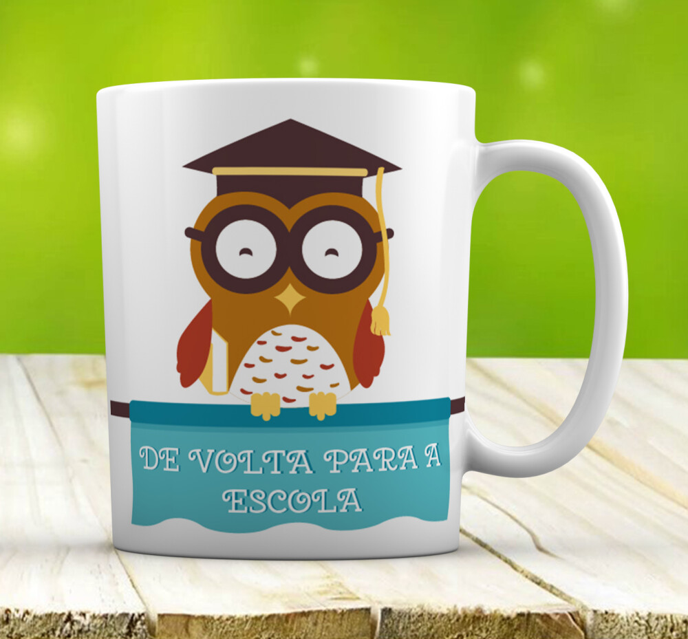 Caneca Branca Personalizada Professor Coruja