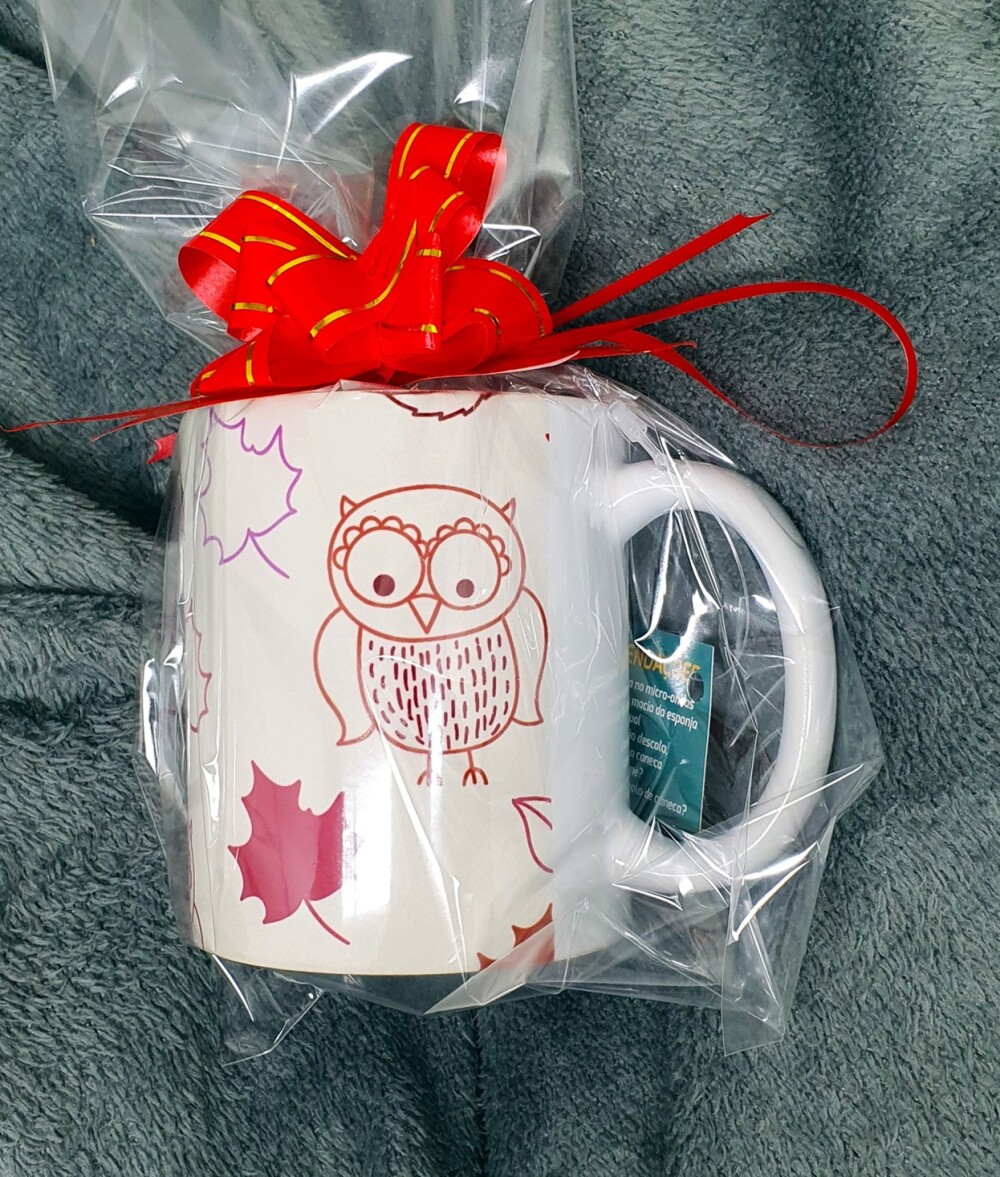 Caneca Branca Personalizada Estampa de Coruja