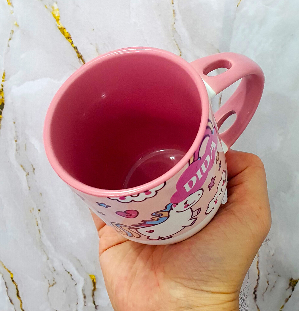 Caneca Colher Rosa Personalizado Estampa Unicórnio
