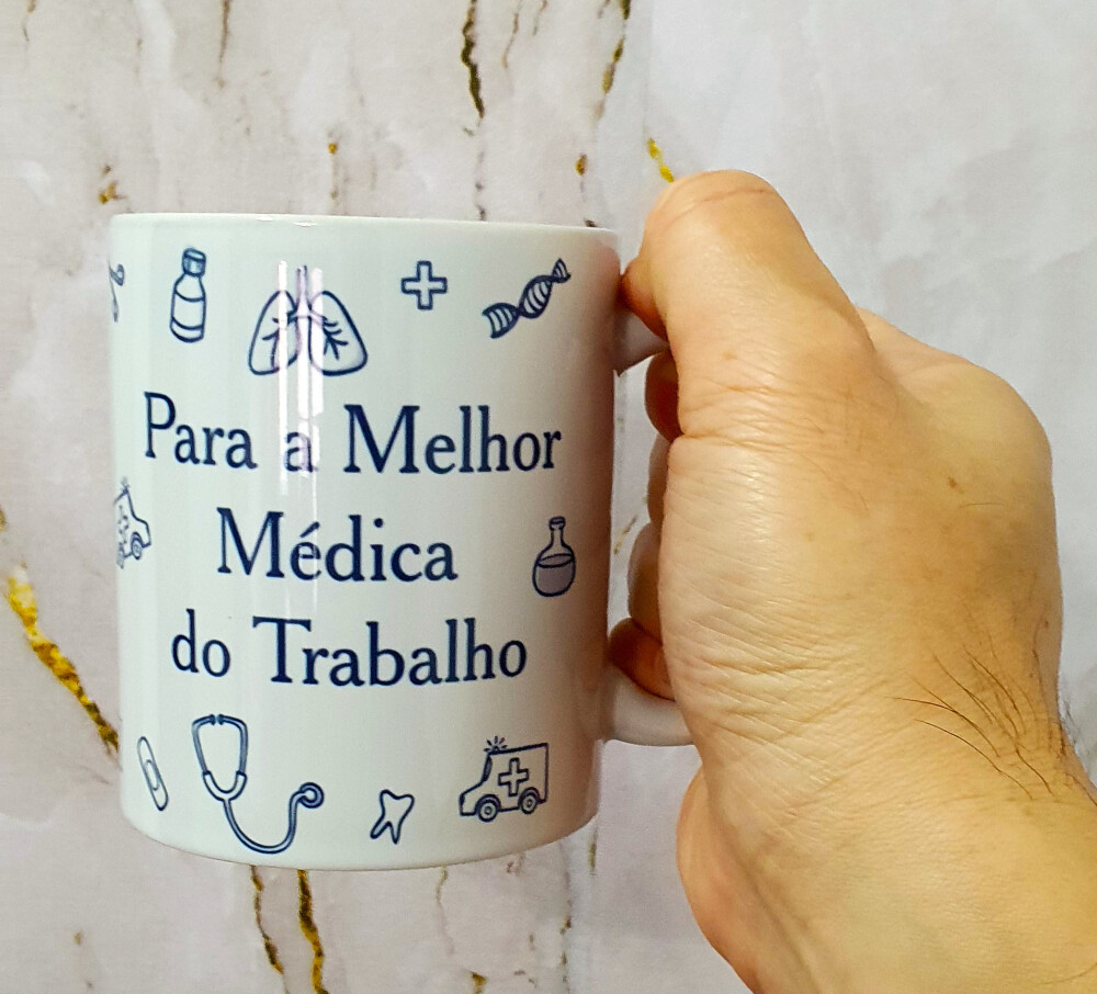 Caneca Branca Personalizada Lembrancinha Médica do Trabalho