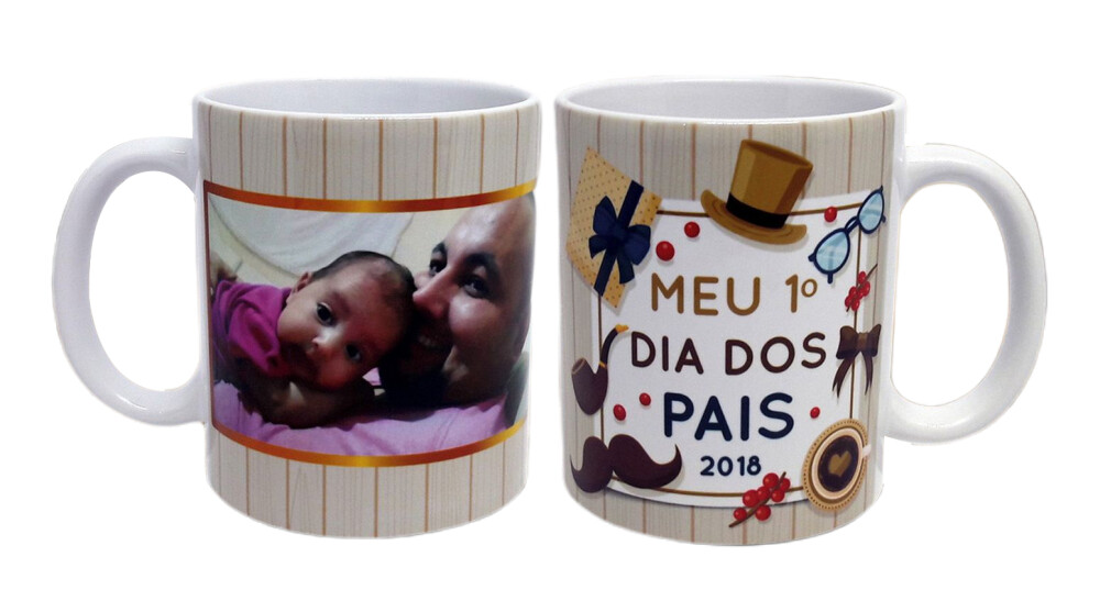 Caneca Branca Personalizado - Meu 1º Dia dos Pais (com Foto)