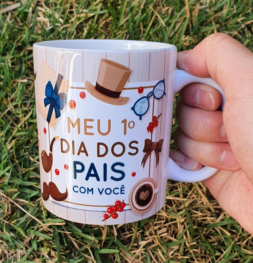 Caneca Branca Personalizado - Meu 1º Dia dos Pais (com Foto)