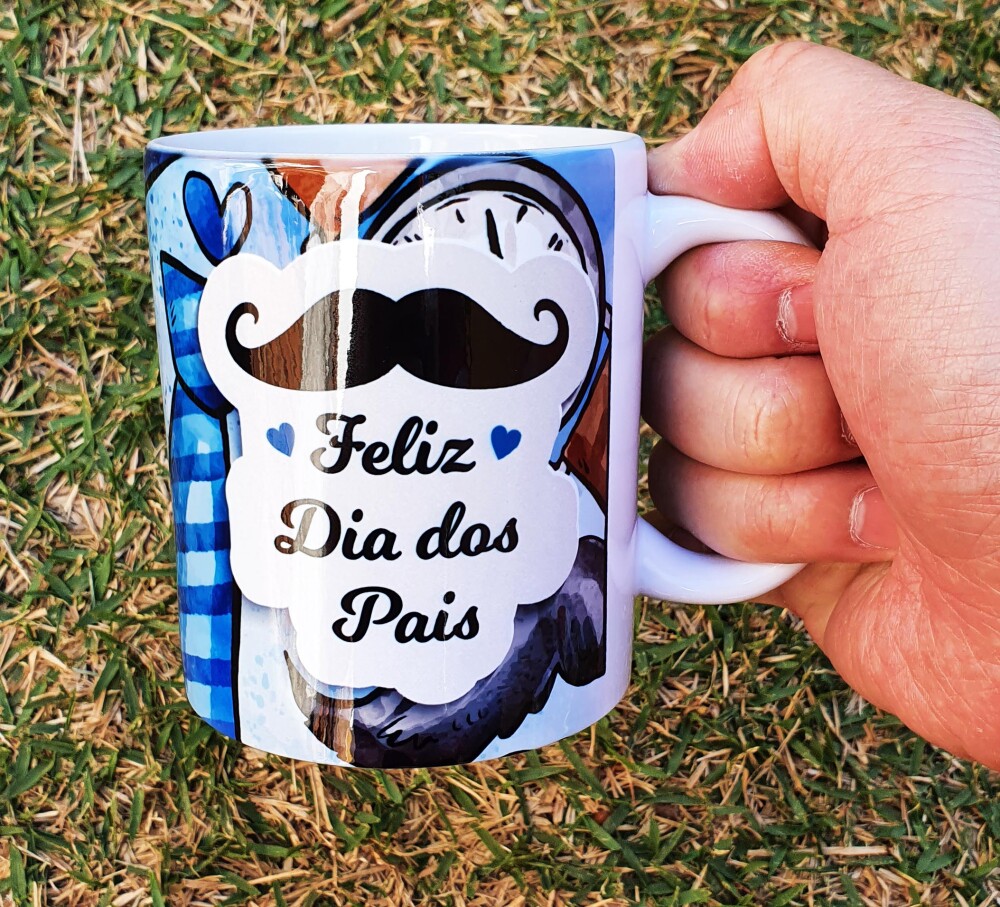 Caneca Branca Personalizada Presente Feliz Dia dos Pais