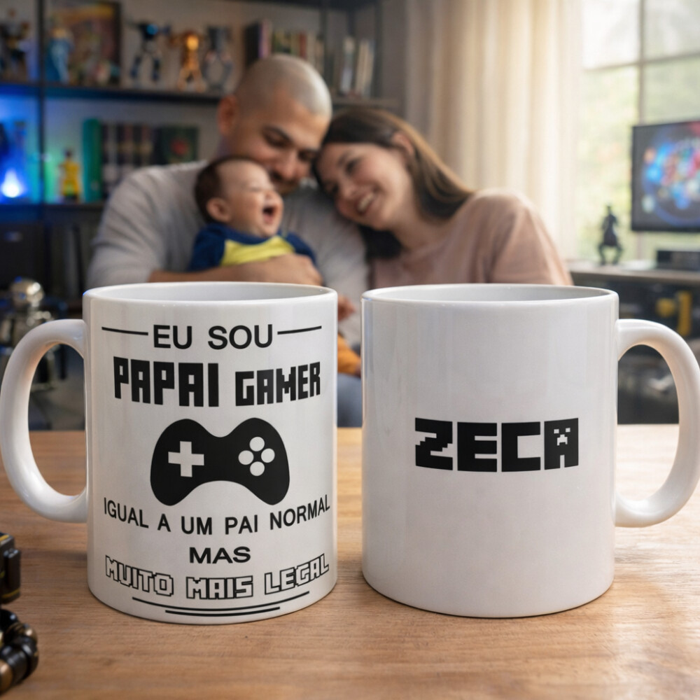Caneca Branca Personalizada Presente Papai Gamer