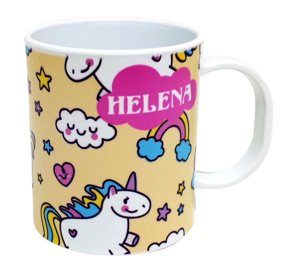 Caneca Plástico Polímero Personalizada Unicórnio