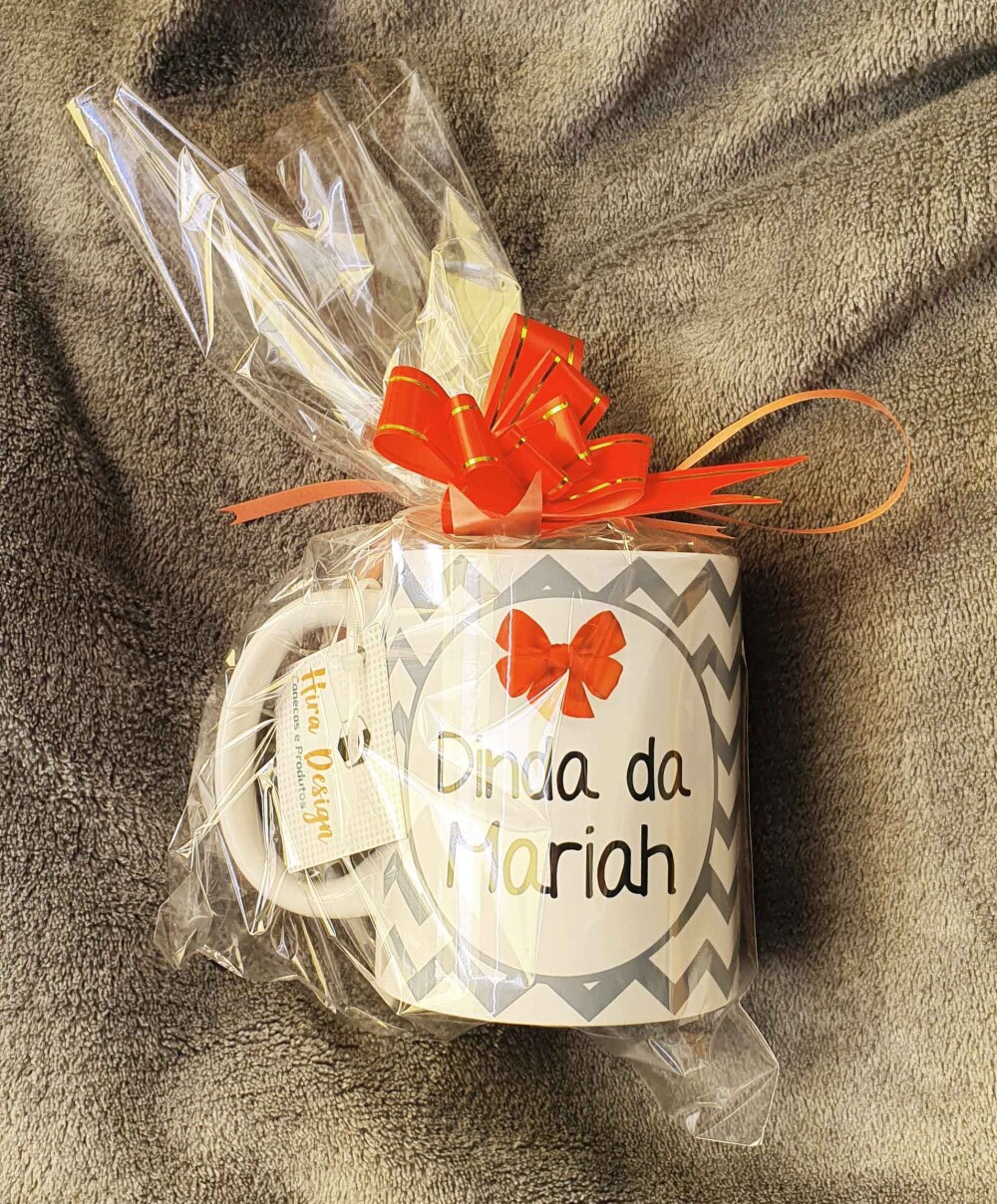 Caneca Branca Personalizada Chevron Dinda Madrinha