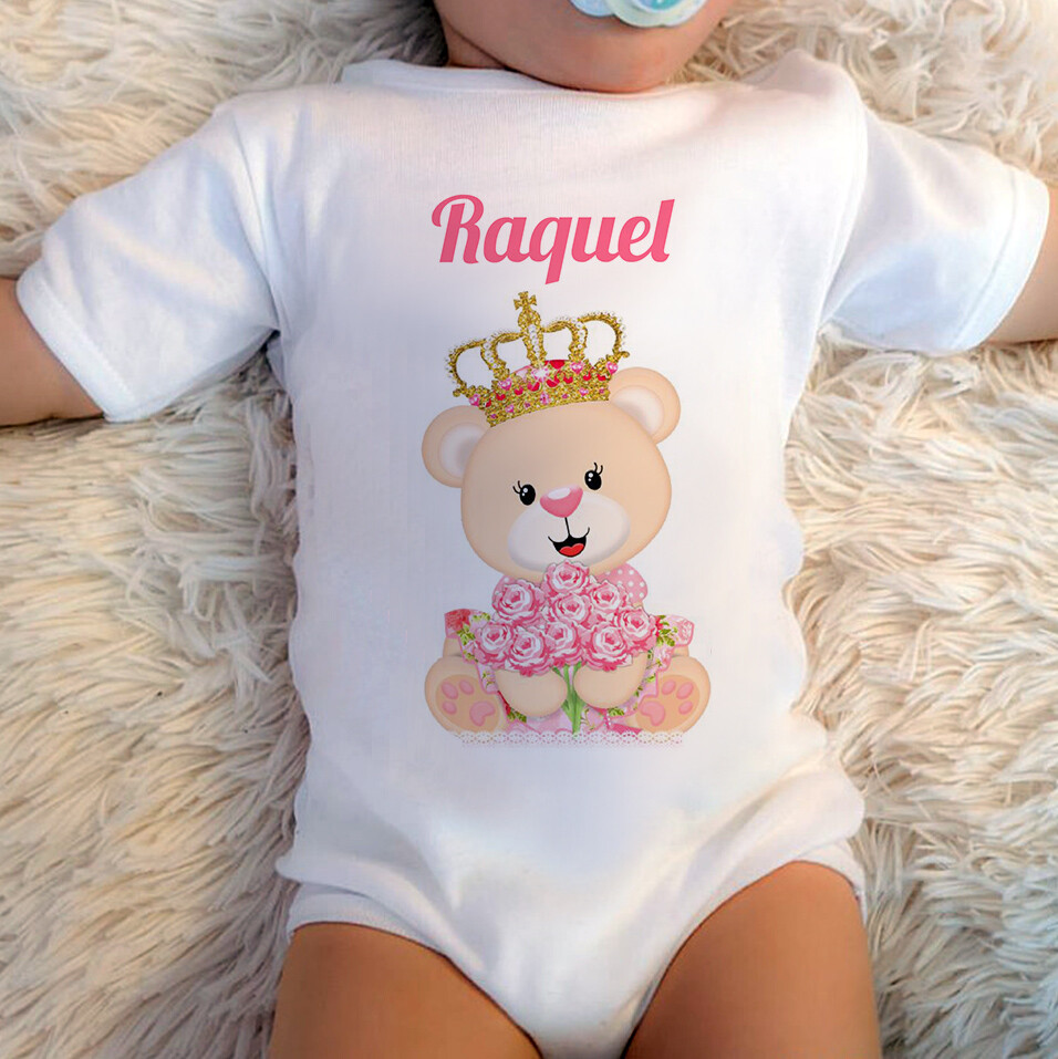 Body Baby Branco Personalizado Ursinha Princesa