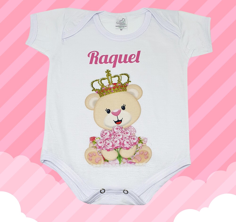 Body Baby Branco Personalizado Ursinha Princesa