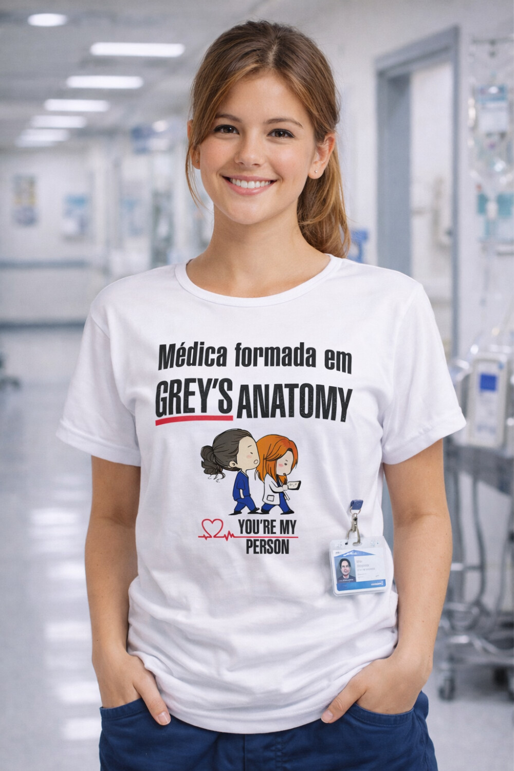 Camiseta Baby Look Branca Personalizado Grey´s Anatomy
