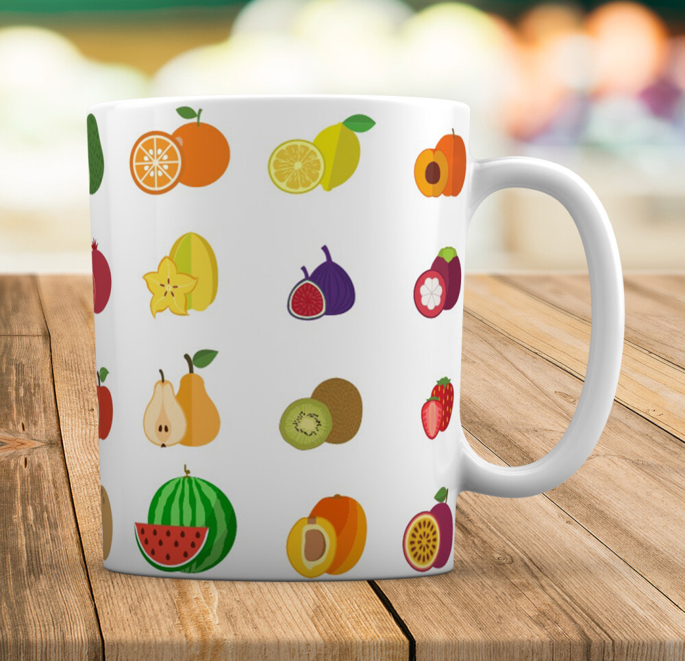 Caneca Branca Personalizada Frutas (nutrição)