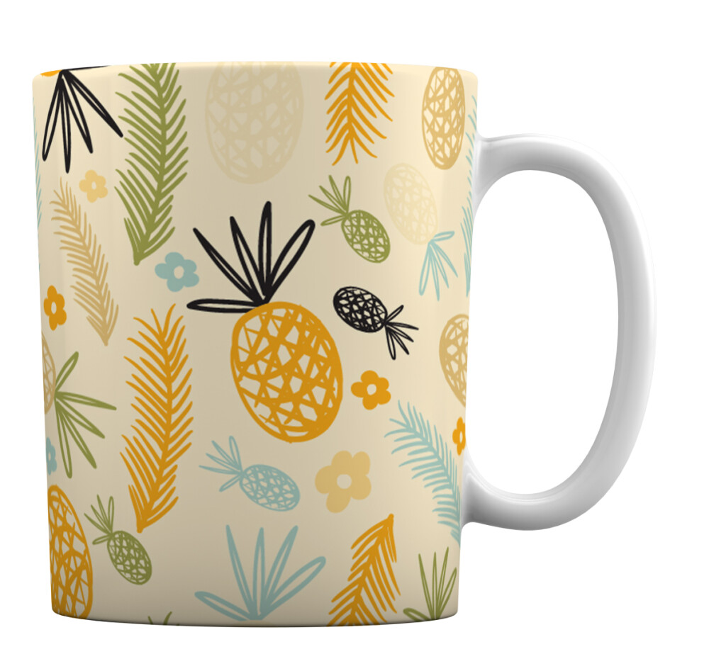 Caneca Branca Personalizado Fruta Abacaxi