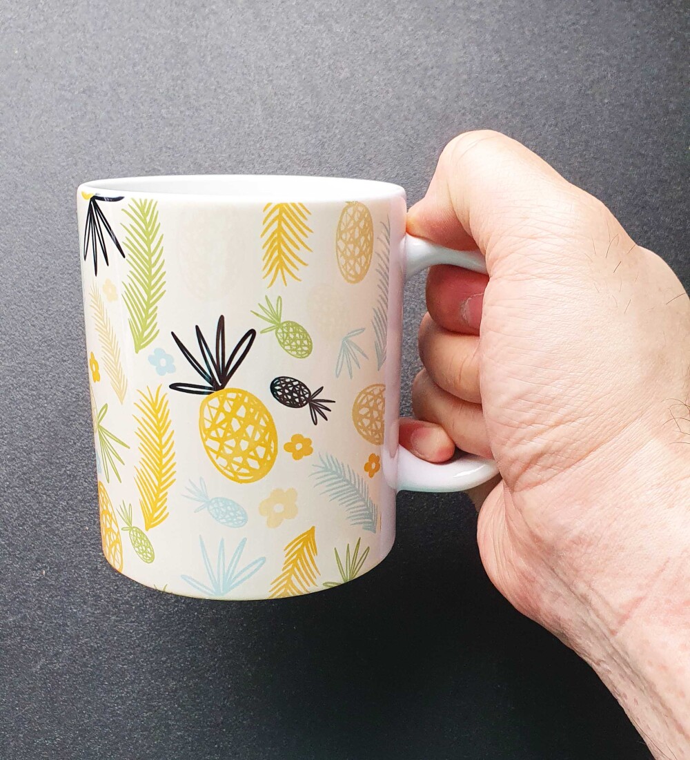 Caneca Branca Personalizado Fruta Abacaxi