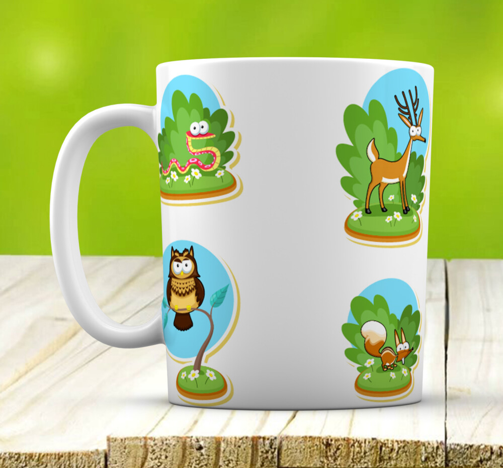 Caneca Branca Personalizado Animais da Selva