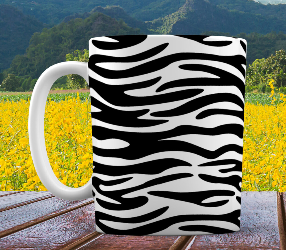 Caneca Branca Porcelana Personalizada Pele Zebra